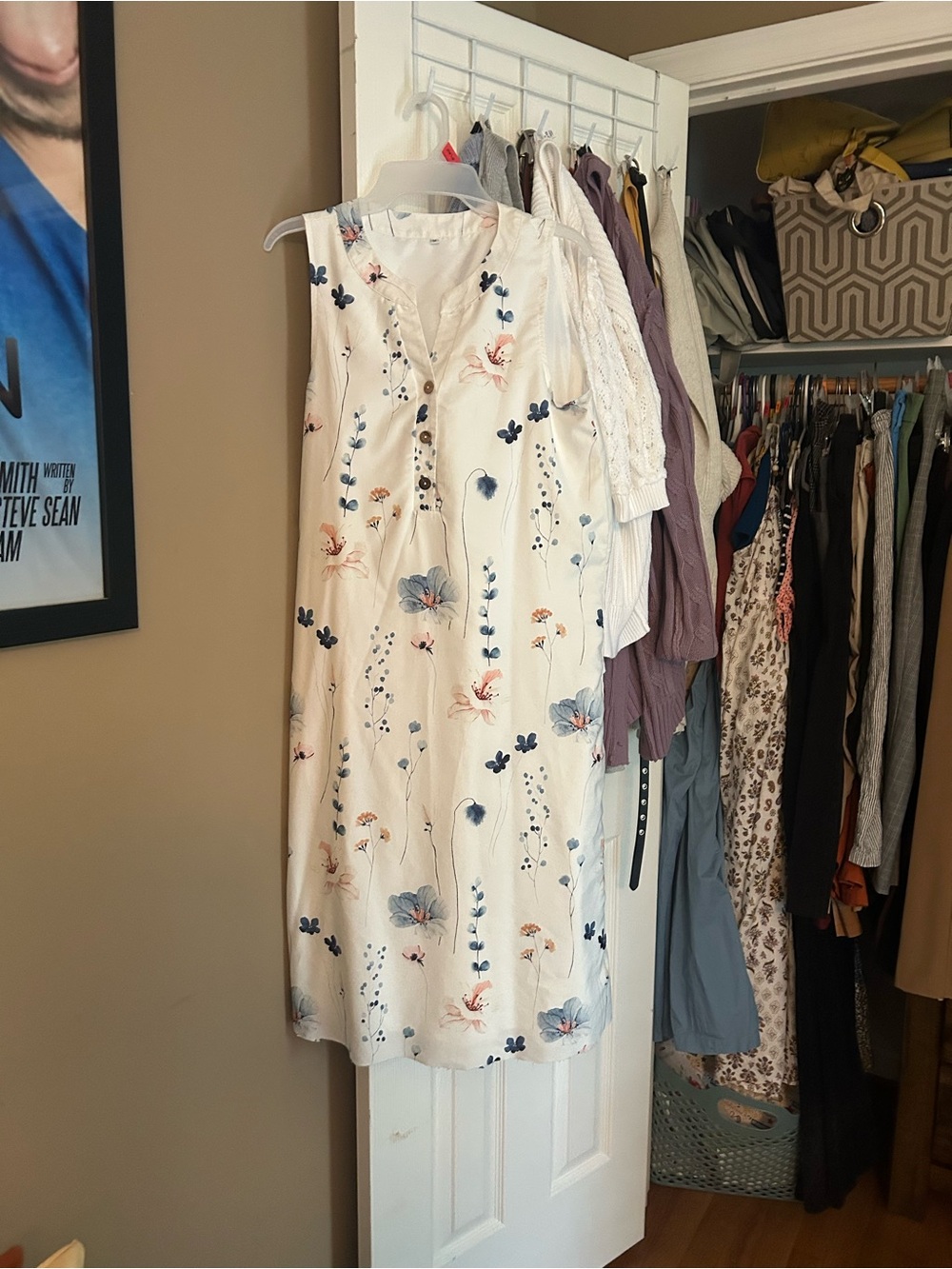 Sleeveless Cream Floral Midi Dress - Elegant Casual Wear